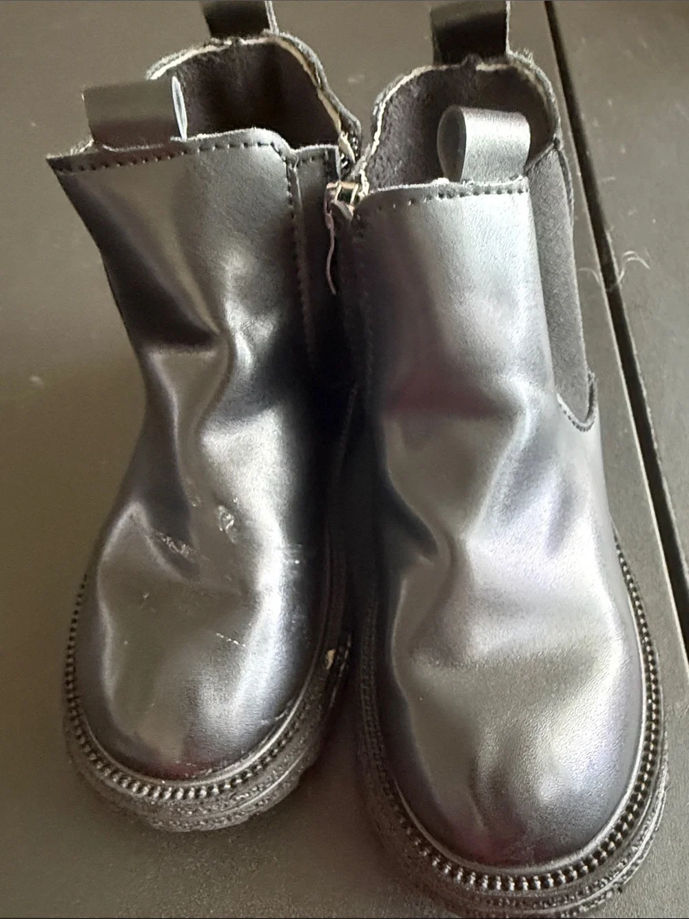 Kids Black Chelsea Boot with Side Zipper